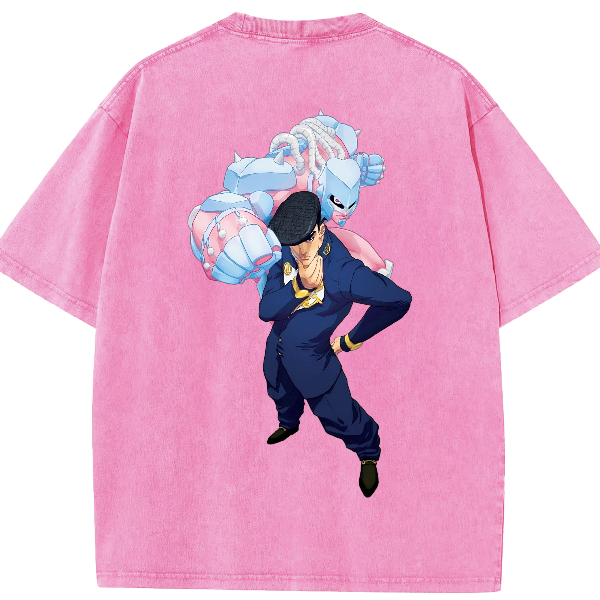 （画像用） ジョジョの奇妙な冒険 ひがしかた じょうすけ JoJo's Bizarre Adventure Higashikata Josuke 綿100% ヴィンテージ風 半袖Tシャツ（背面プリント）